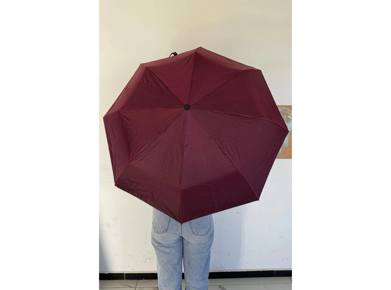 Bordo Renk Katlanabilir Şemsiye