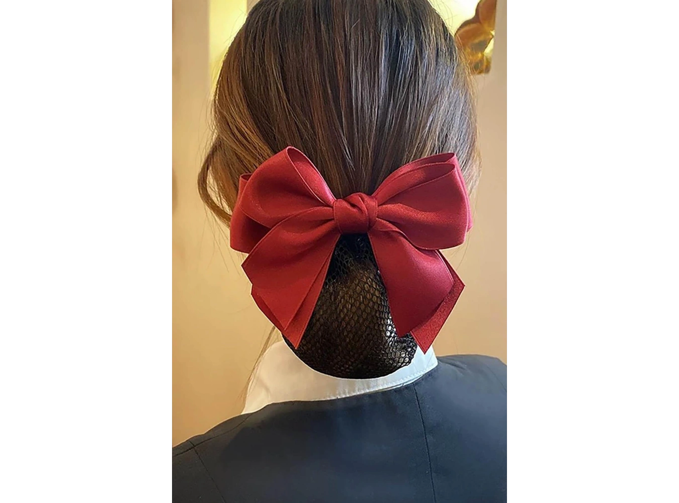 Bordo Renk Kurdele Figürlü Bale Tokası Otomat Klipsli File Toka