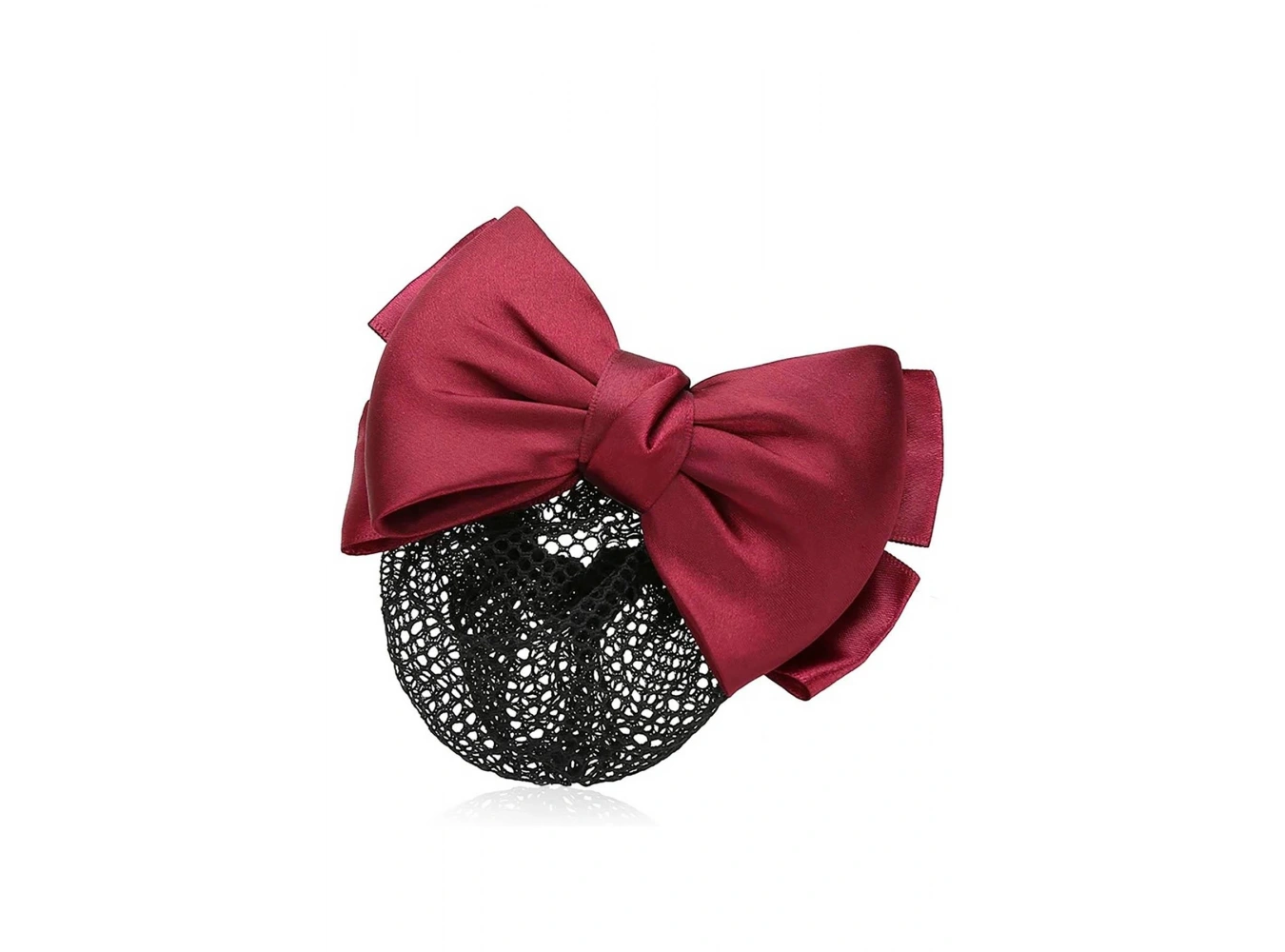 Bordo Renk Kurdele Figürlü Bale Tokası Otomat Klipsli File Toka