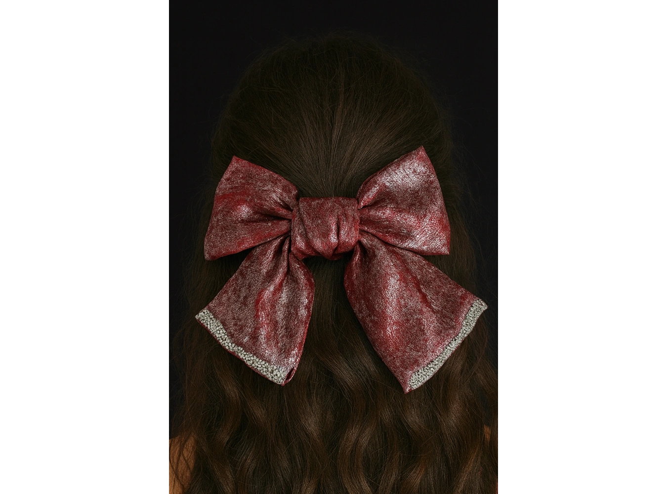 Bordo Renk Kurdele Figürlü Taş Detaylı Otomat Toka