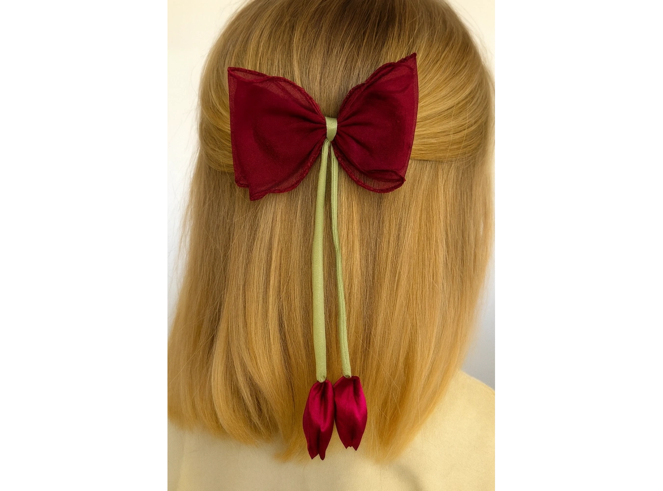 Bordo Renk Lale Figürlü Otomat Toka