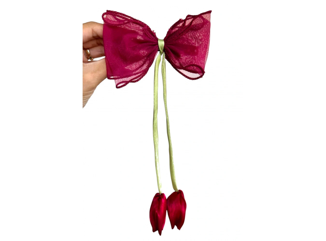 Bordo Renk Lale Figürlü Otomat Toka