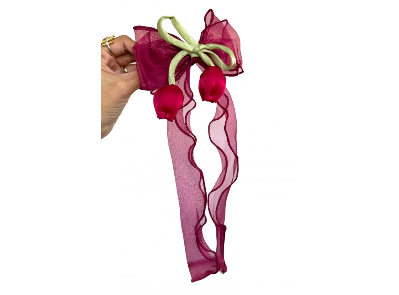 Bordo Renk Lale Figürlü Otomat Toka