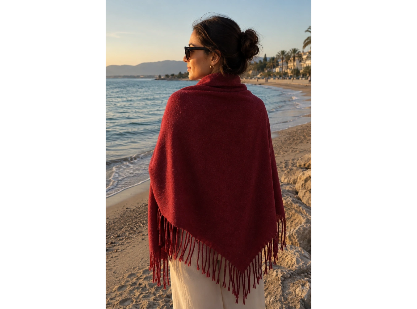 Bordo Renk Omuz Şalı/Atkı