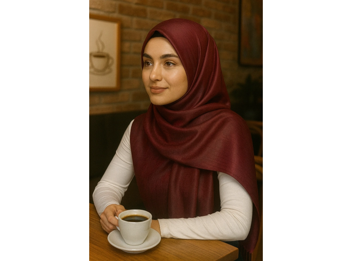 Bordo Renk Tafta Şal