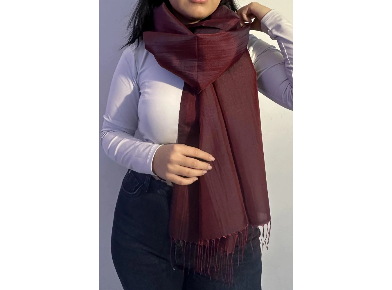 Bordo Renk Tafta Şal