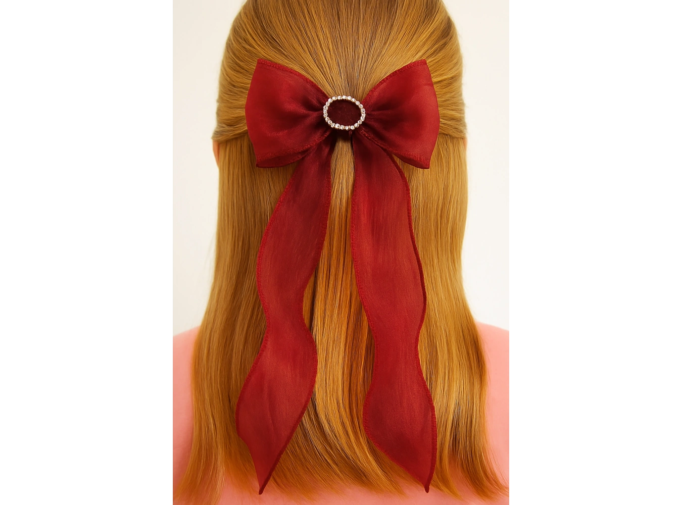 Bordo Renk Taş Detaylı Kurdele Figürlü Otomat Toka