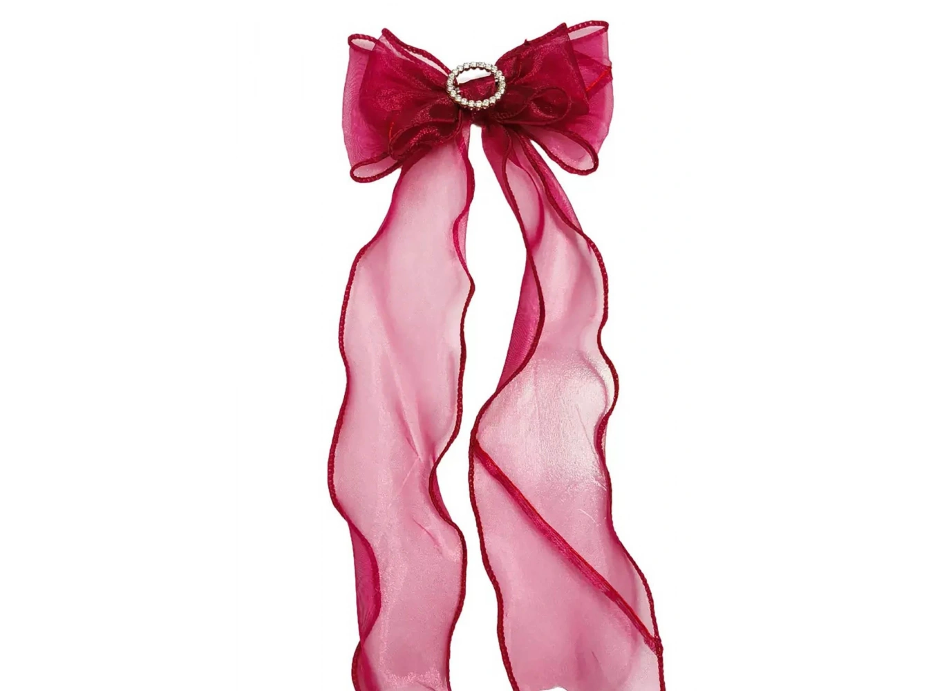 Bordo Renk Taş Detaylı Kurdele Figürlü Otomat Toka