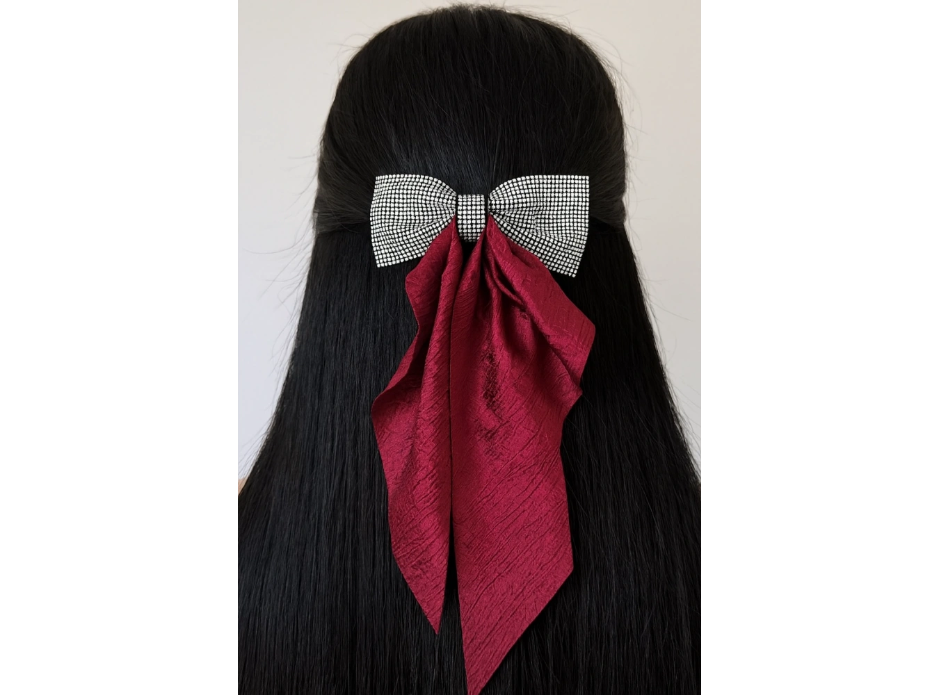 Bordo Renk Taş Detaylı Kurdele Otomat Toka