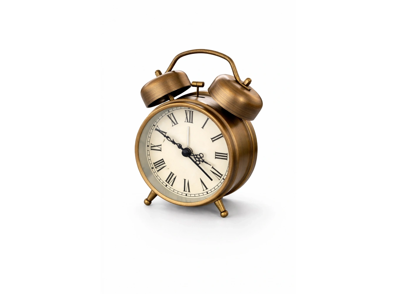 Bronz Renk Dekoratif Işıklı Alarmlı Yuvarlak Masa Saati