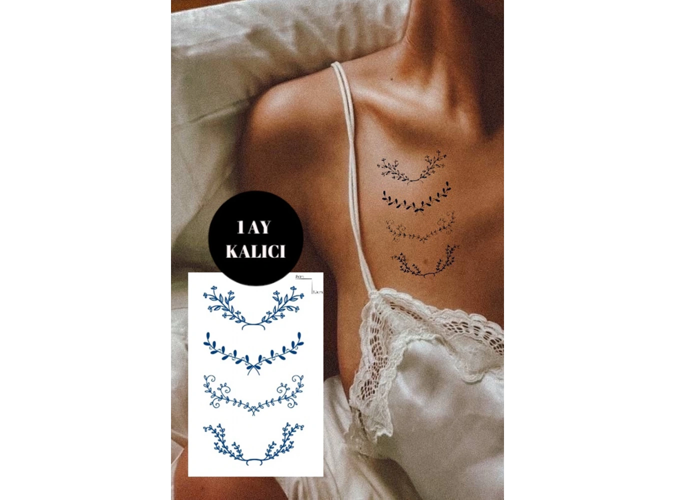 Çiçek Figürlü 12 Saat Sonra Kararan Geçici Dövme Tattoo