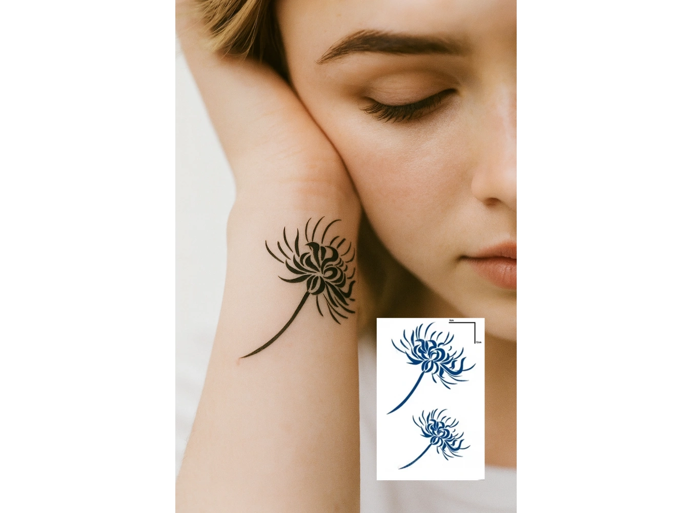 Çiçek Figürlü 12 Saat Sonra Kararan Geçici Dövme Tattoo