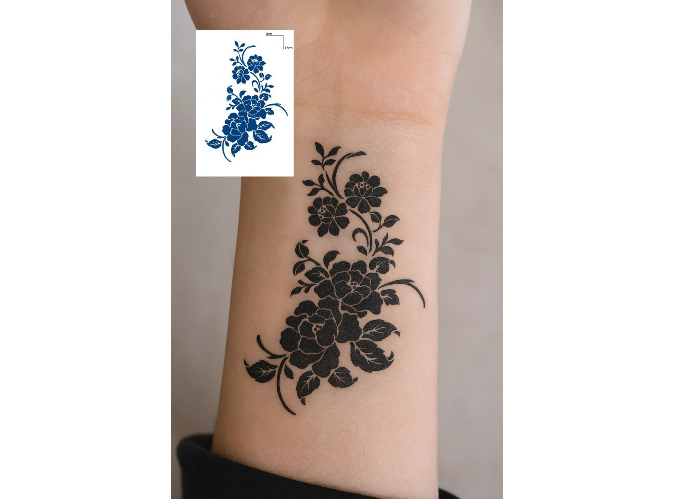 Çiçek Figürlü 12 Saat Sonra Kararan Geçici Dövme Tattoo