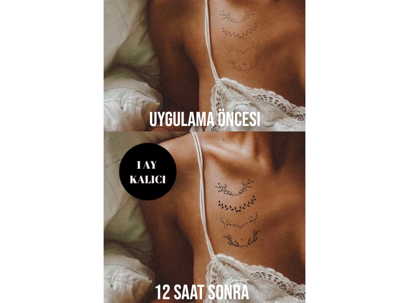 Çiçek Figürlü 12 Saat Sonra Kararan Geçici Dövme Tattoo