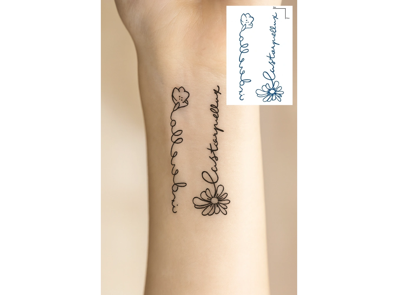 Çiçek Figürlü 12 Saat Sonra Kararan Geçici Dövme Tattoo