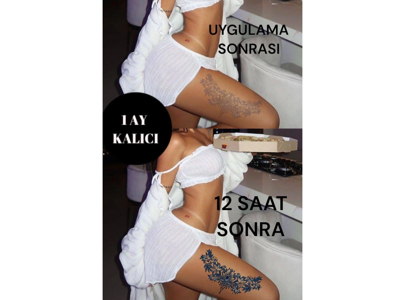 Çiçek Figürlü 12 Saat Sonra Kararan Geçici Dövme Tattoo