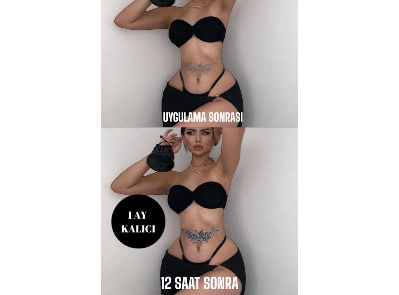 Çicek Figürlü 12 Saat Sonra Kararan Geçici Dövme Tattoo