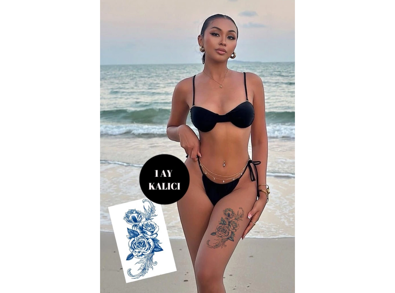 Çiçek Figürlü 12 Saat Sonra Kararan Geçici Dövme Tattoo