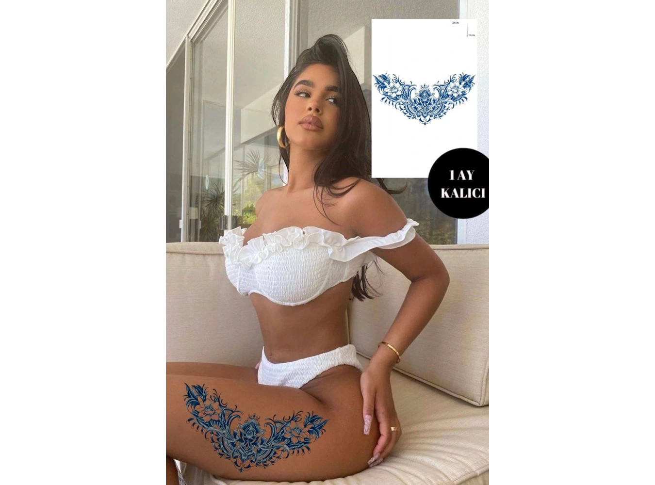 Çiçek Figürlü 12 Saat Sonra Kararan Geçici Dövme Tattoo