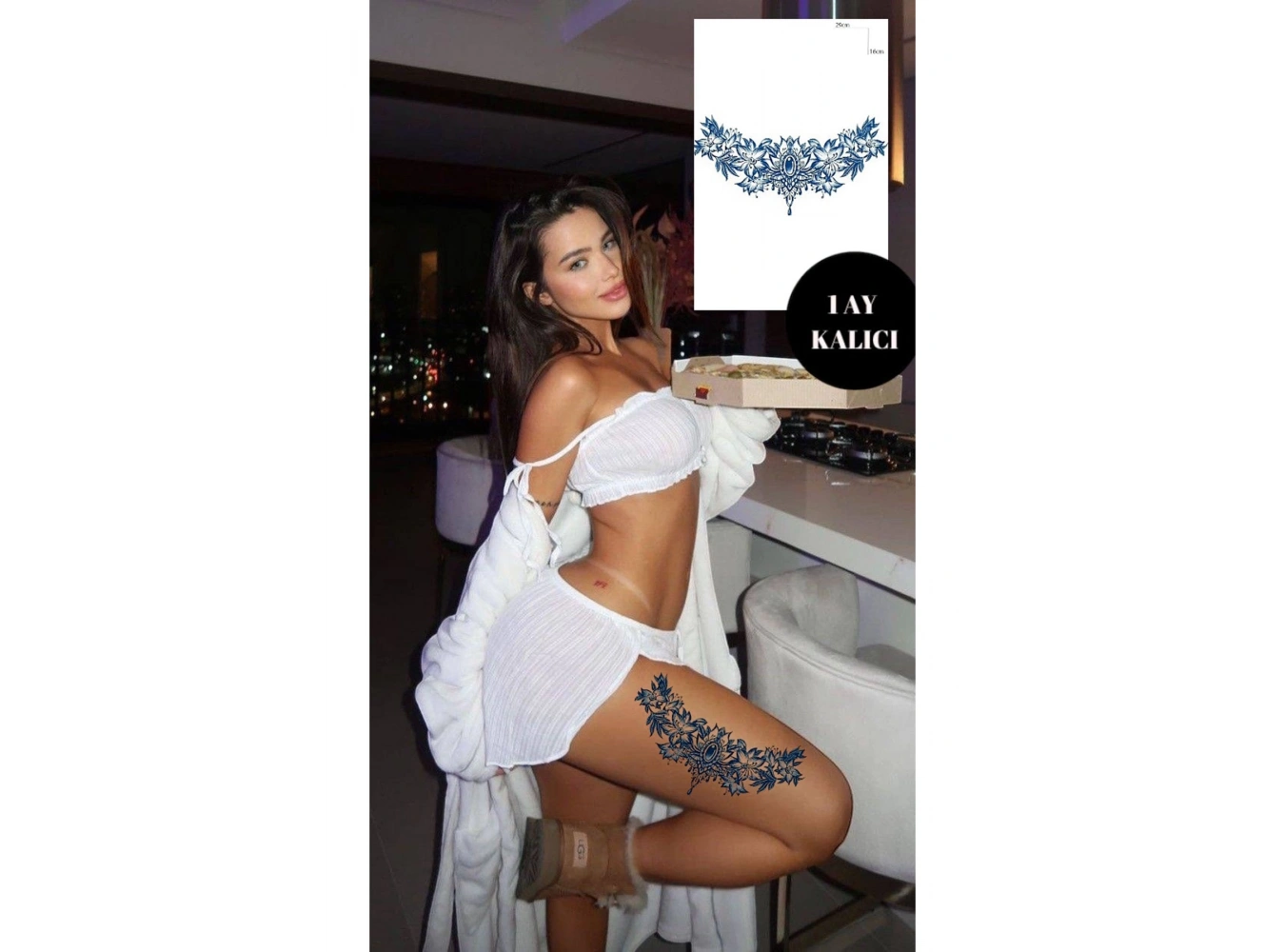 Çiçek Figürlü 12 Saat Sonra Kararan Geçici Dövme Tattoo