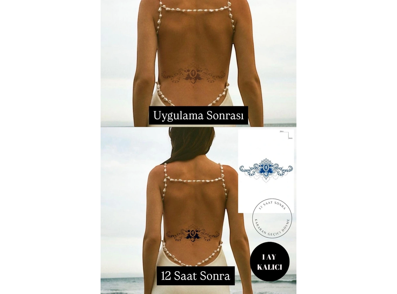 Çiçek Figürlü 12 Saat Sonra Kararan Geçici Dövme Tattoo