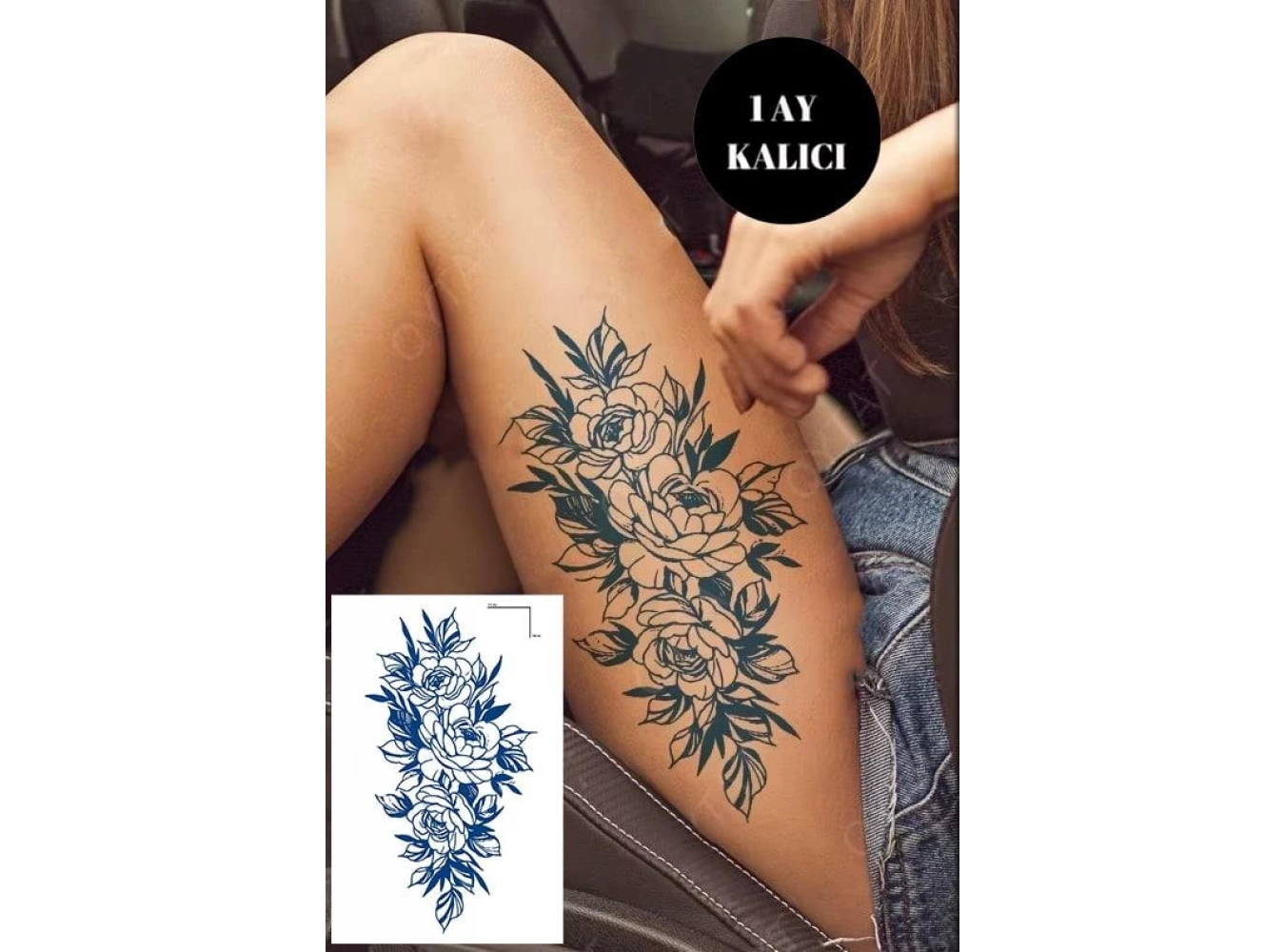 Çiçek Figürlü 12 Saat Sonra Kararan Geçici Orta Dövme Tattoo