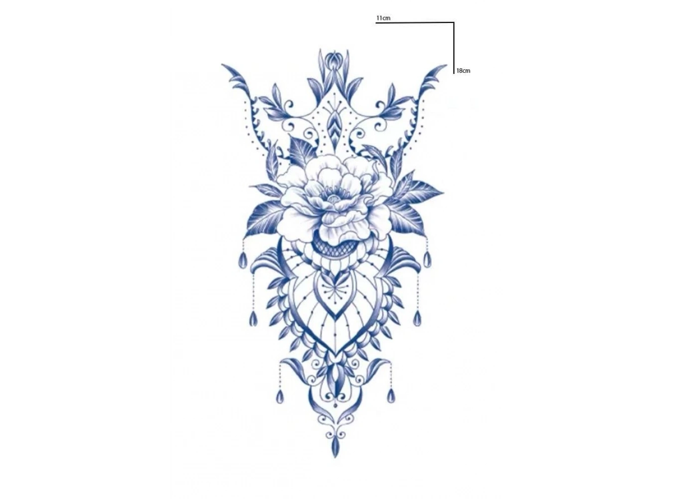 Çiçek  Figürlü 12 Saat Sonra Kararan Geçici Orta Dövme Tattoo