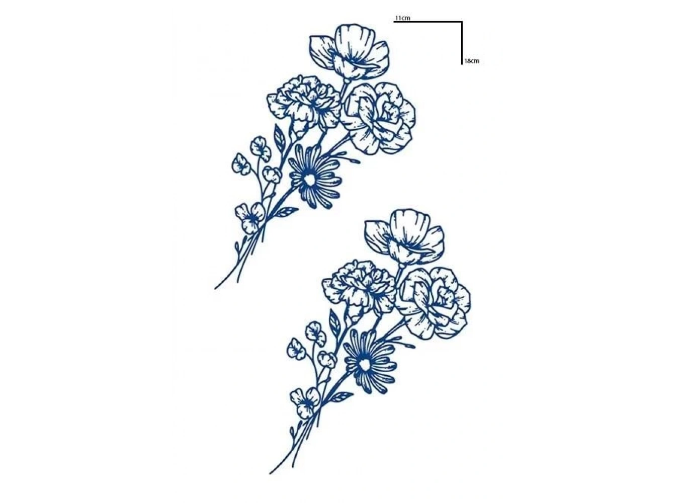 Çiçek Figürlü 12 Saat Sonra Kararan Geçici Orta Dövme Tattoo