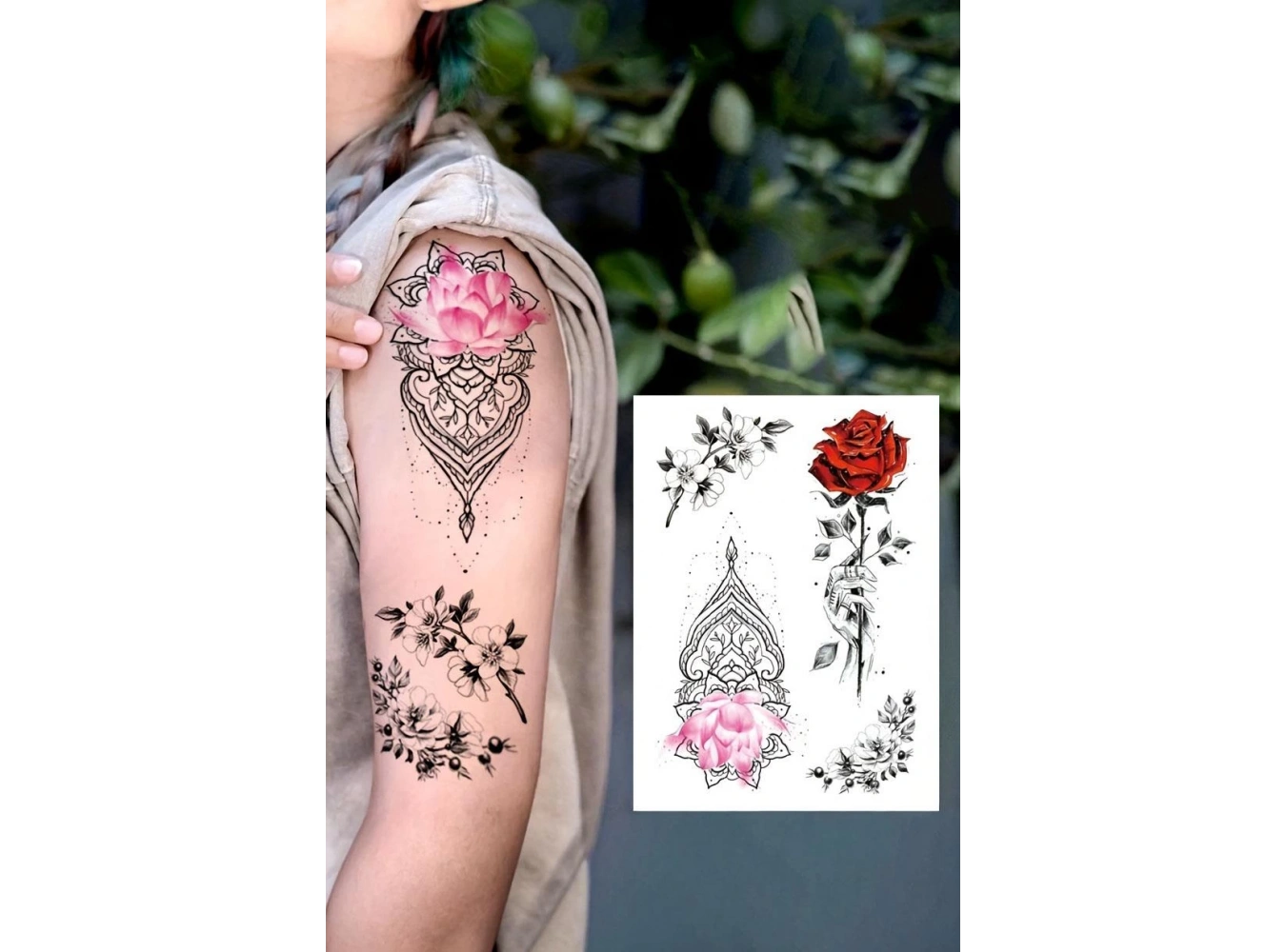 Çiçek Figürlü Geçici Dövme Tattoo