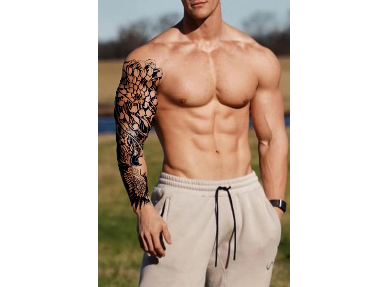 Çiçek Ve Kuş Figürlü 12 Saat Sonra Kararan Geçici Kol Dövme Tattoo