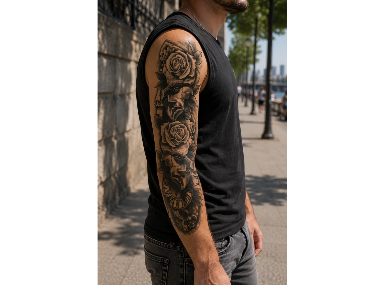 Çiçek Ve Saat Geçici Dövme Tattoo