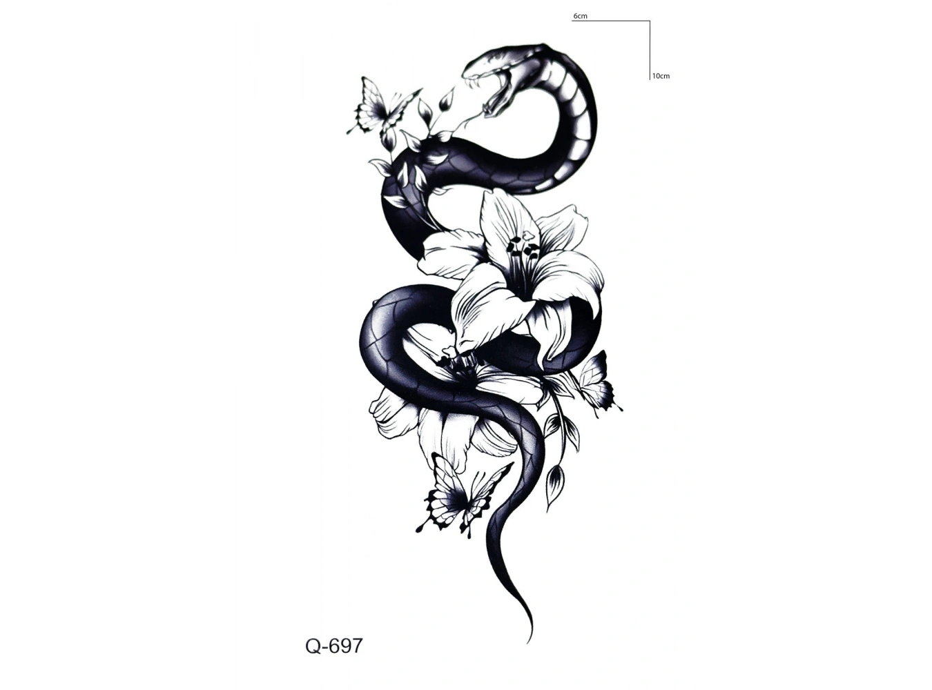 Çiçek Ve Yılan Mini Geçici Dövme Tattoo