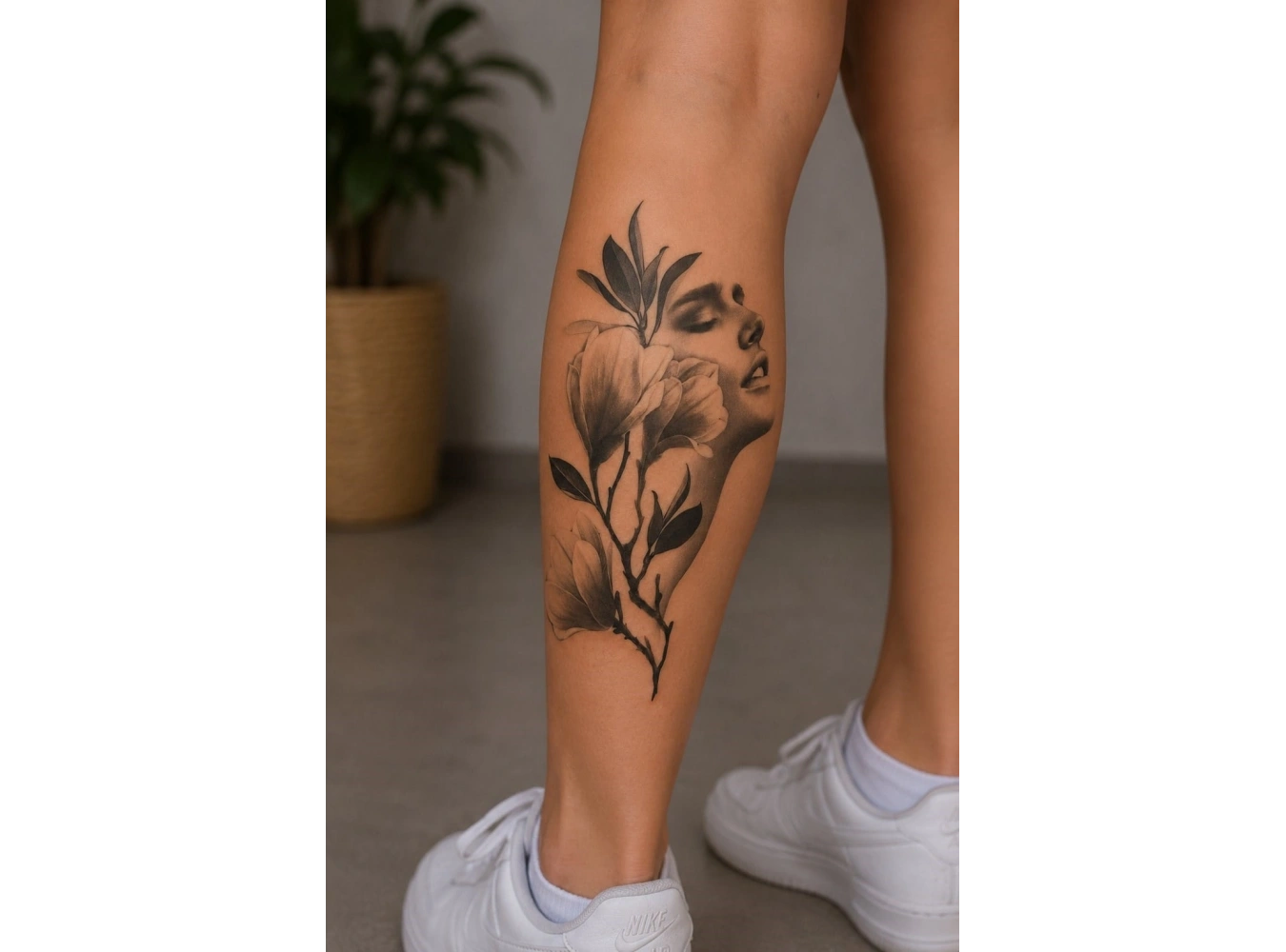 Çiçekli Kız Geçici Dövme Tattoo