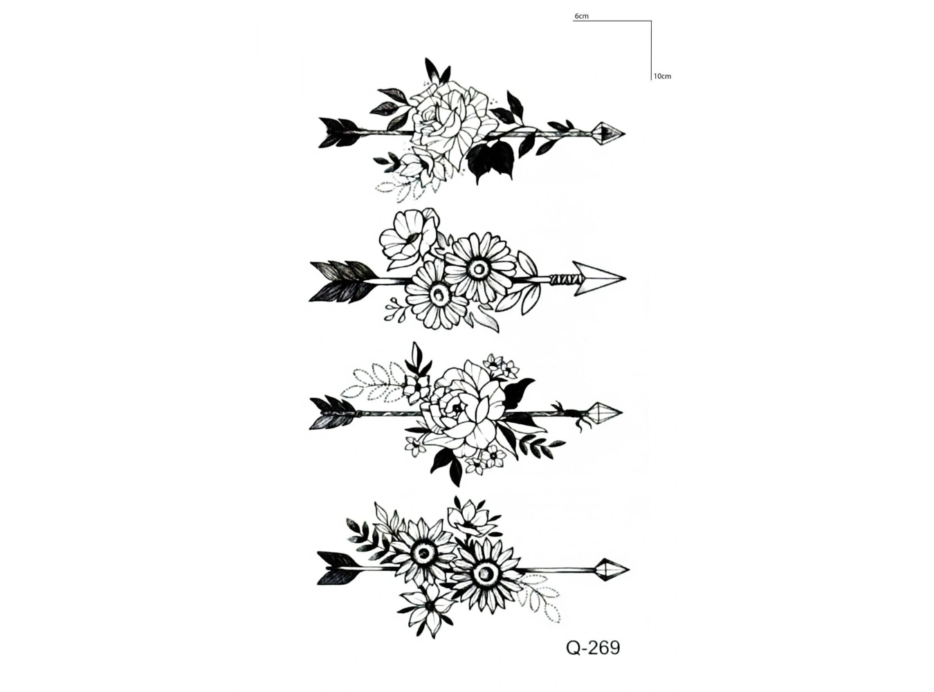 Çiçekli Ok Mini Geçici Dövme Tattoo