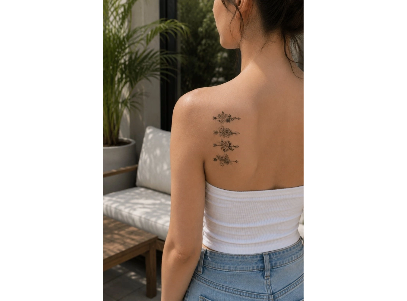 Çiçekli Ok Mini Geçici Dövme Tattoo