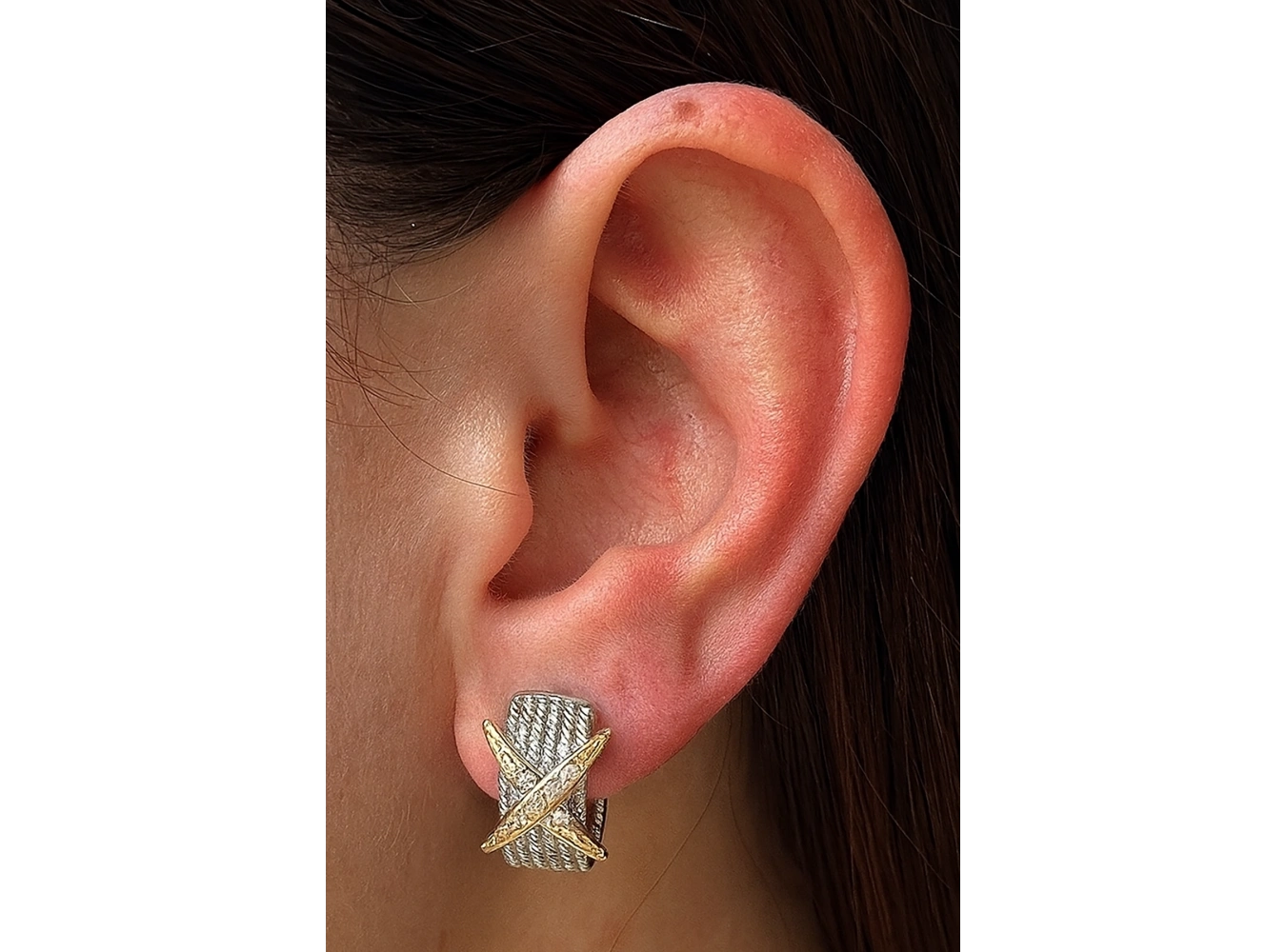 Çift Renk Taş Detaylı YSX Küpe (Çift)