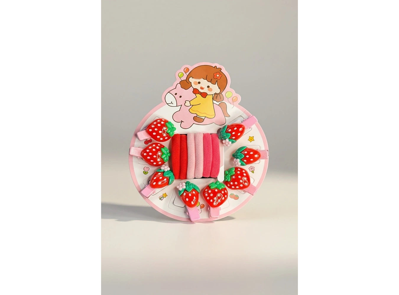 Çilek Figürlü Mini Yan/Lastik Toka Ve  Set