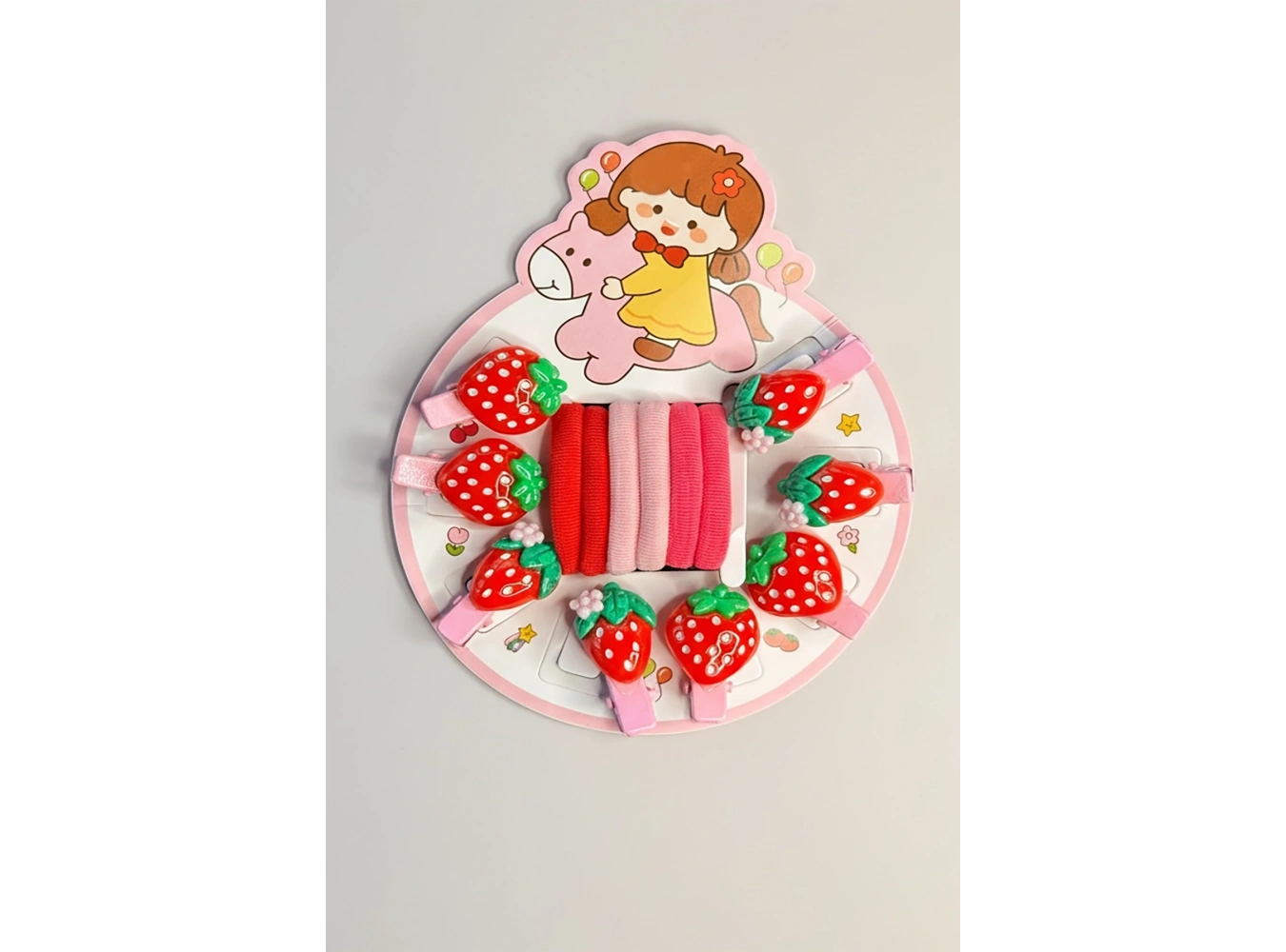 Çilek Figürlü Mini Yan/Lastik Toka Ve  Set