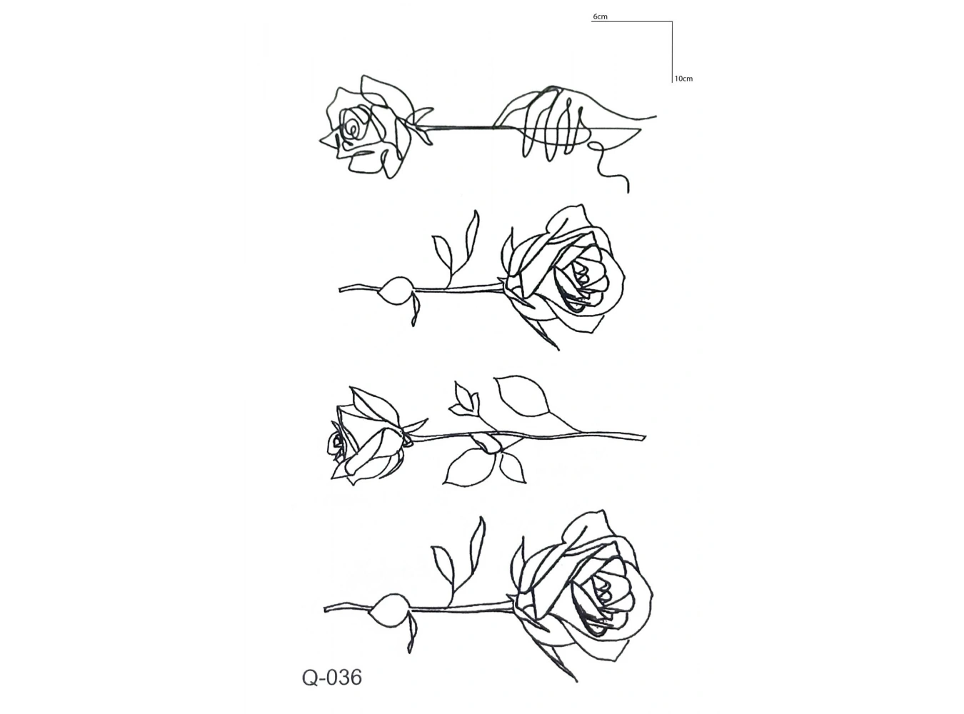 Çizgisel Gül Geçici Dövme Tattoo