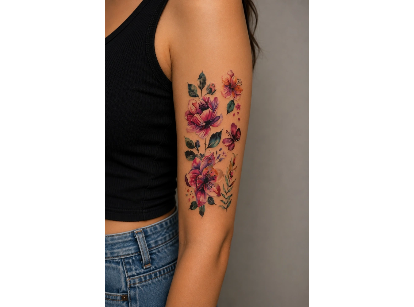Çoklu Çiçek Geçici Dövme Tattoo