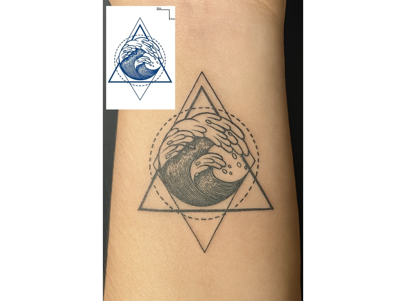 Dalga Figürlü 12 Saat Sonra Kararan Geçici Dövme Tattoo