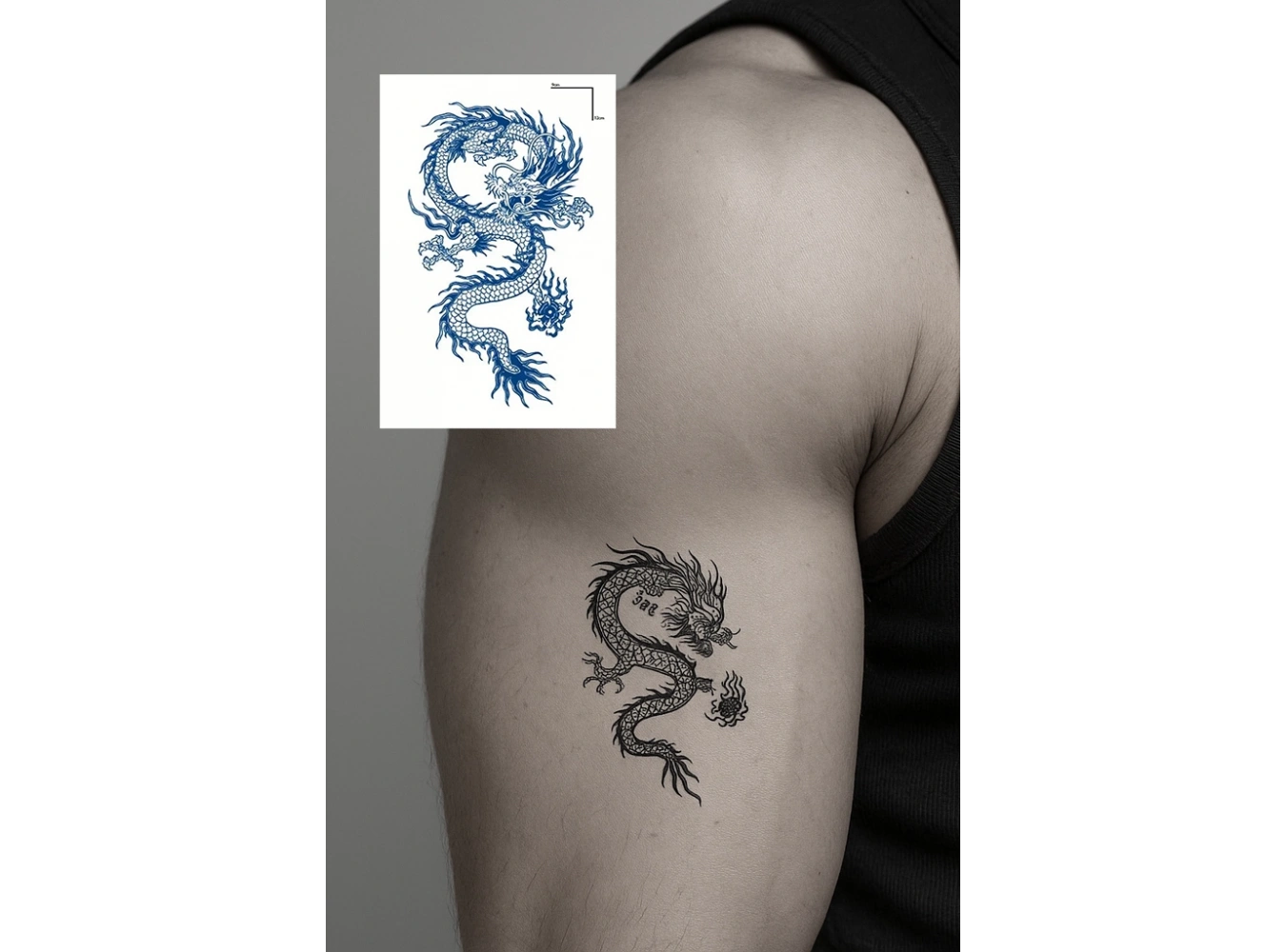 Ejderha Figürlü 12 Saat Sonra Kararan Geçici Dövme Tattoo