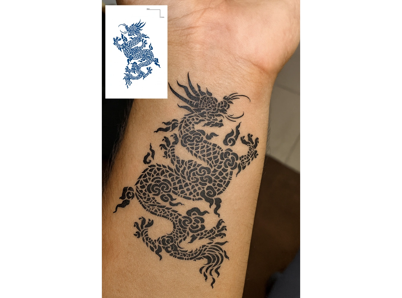 Ejderha Figürlü 12 Saat Sonra Kararan Geçici Dövme Tattoo