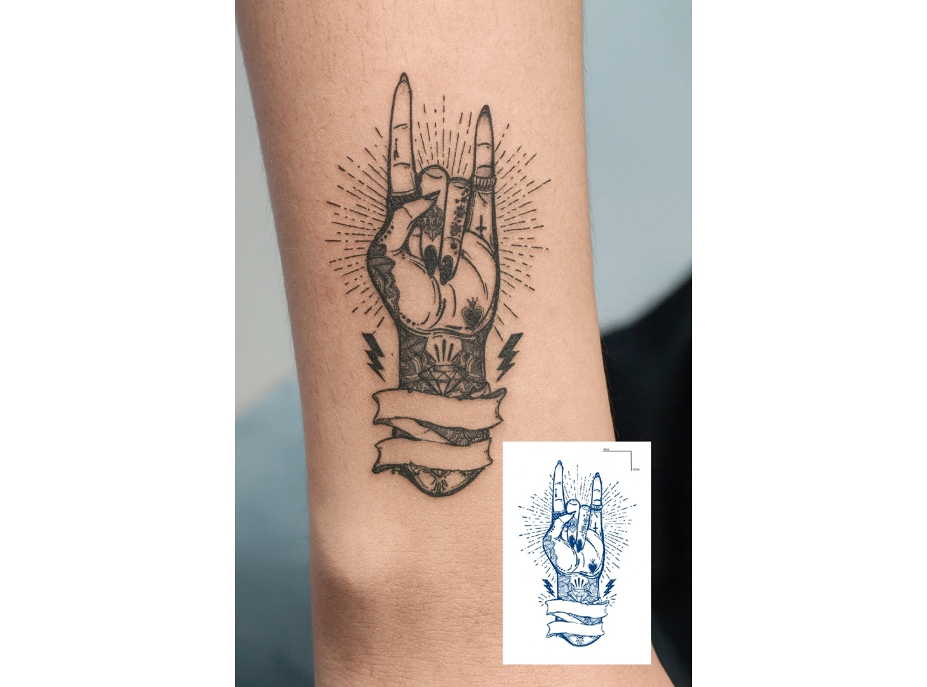 El Figürlü 12 Saat Sonra Kararan Geçici Dövme Tattoo