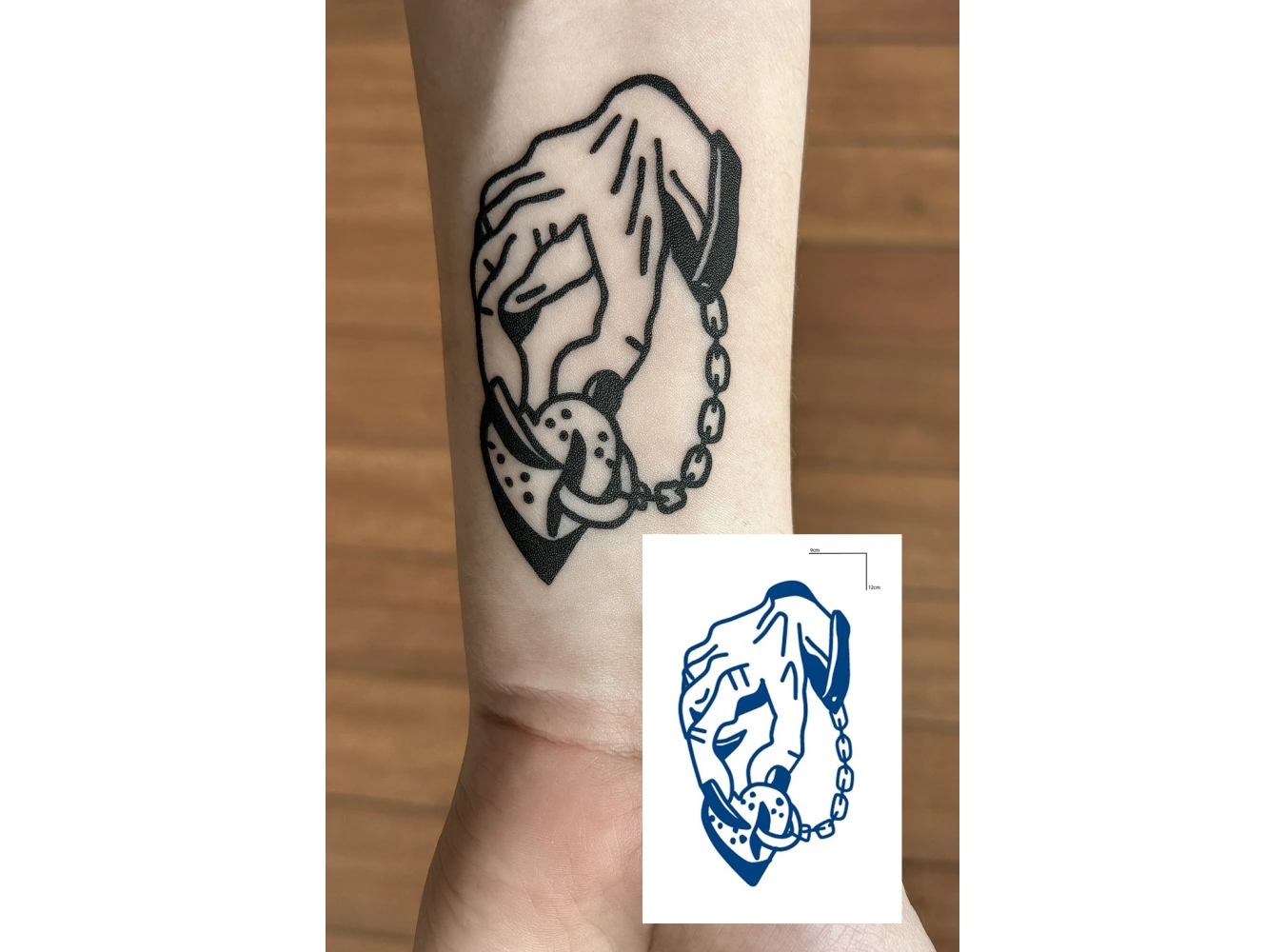 El Ve Kilit Figürlü 12 Saat Sonra Kararan Geçici Dövme Tattoo