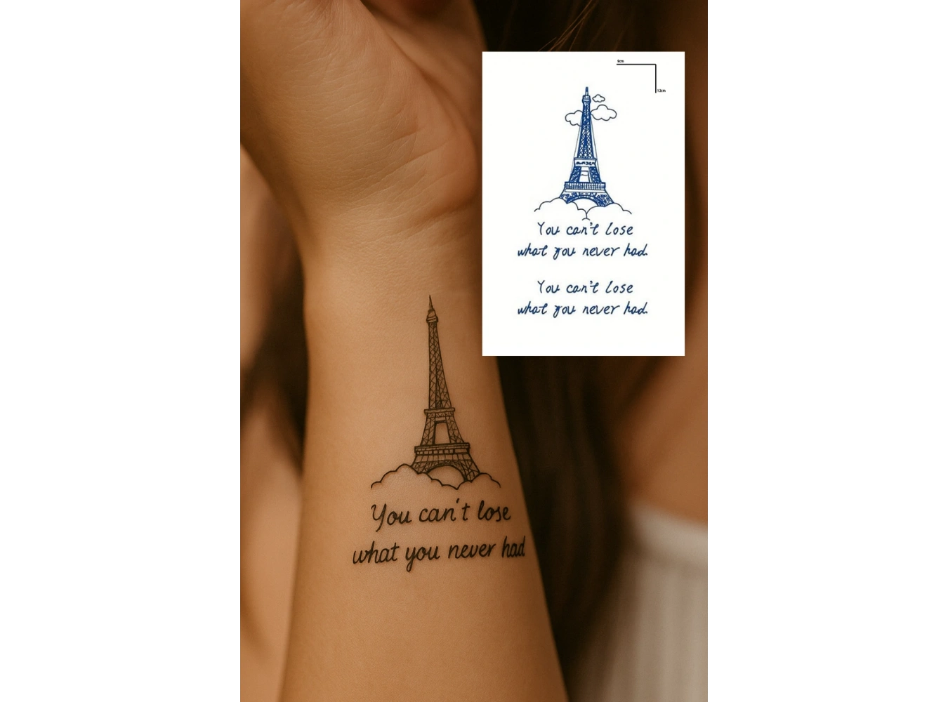 Eyfel Figürlü 12 Saat Sonra Kararan Geçici Dövme Tattoo