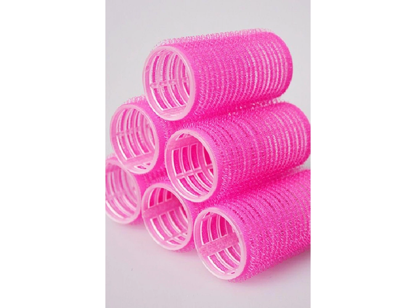 Fuşya Renk 6 Adet Bigudi Cırtlı/ Yapışkanlı Saç Bigudisi /Orta Boy