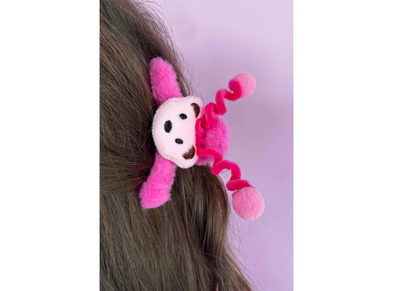 Fuşya Renk Ayıcık Figürlü Peluş Mandal Toka