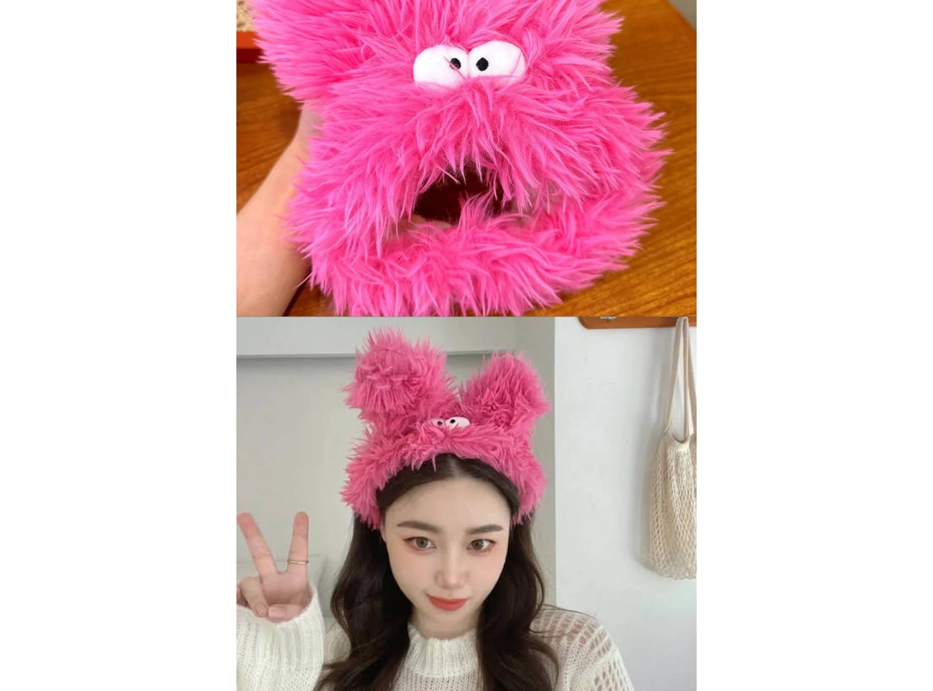 Fuşya Renk Canavar Figürlü Peluş Saç Bandı