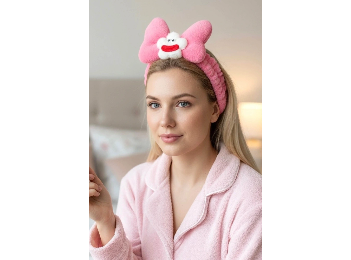 Fuşya Renk Canavar Figürlü Peluş Saç Bandı